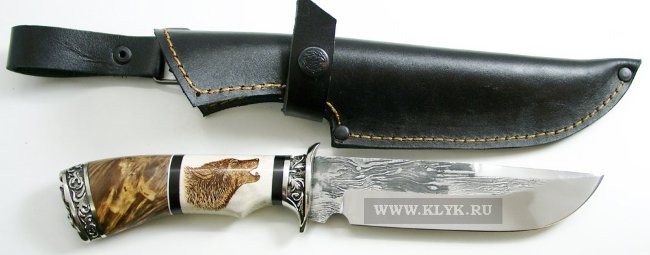 Нож Вепрь (сталь 95х18, рог, кап клёна, мельхиор) с ножнами